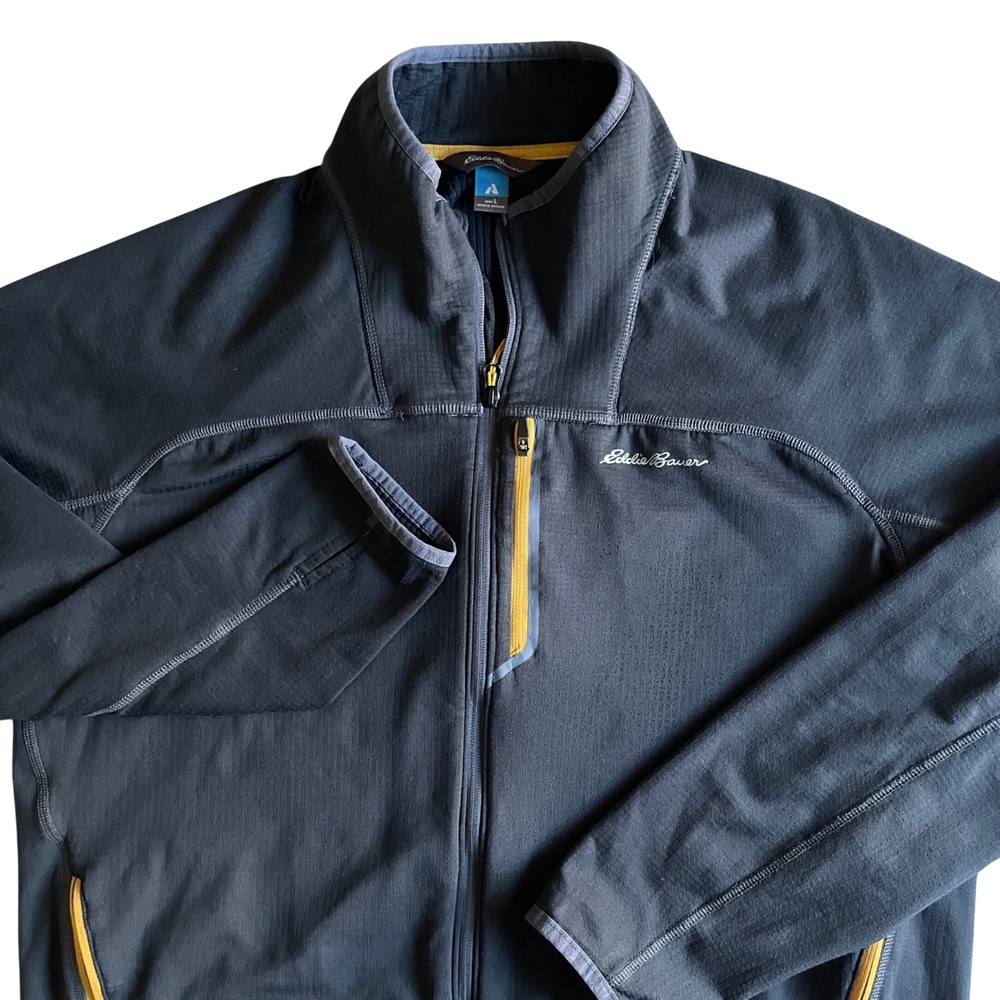 Eddie Bauer First Ascent Jacket Men L Gray Full Zip FreeHeat Grid Fleece Outdoor